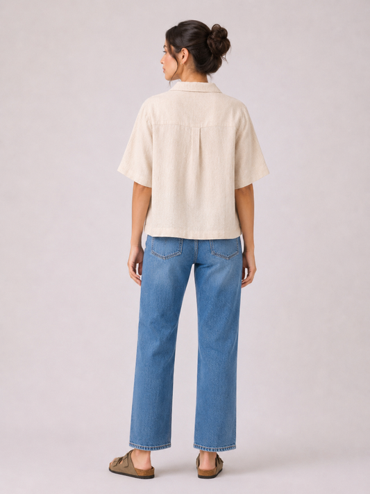 Beige shirt v neck