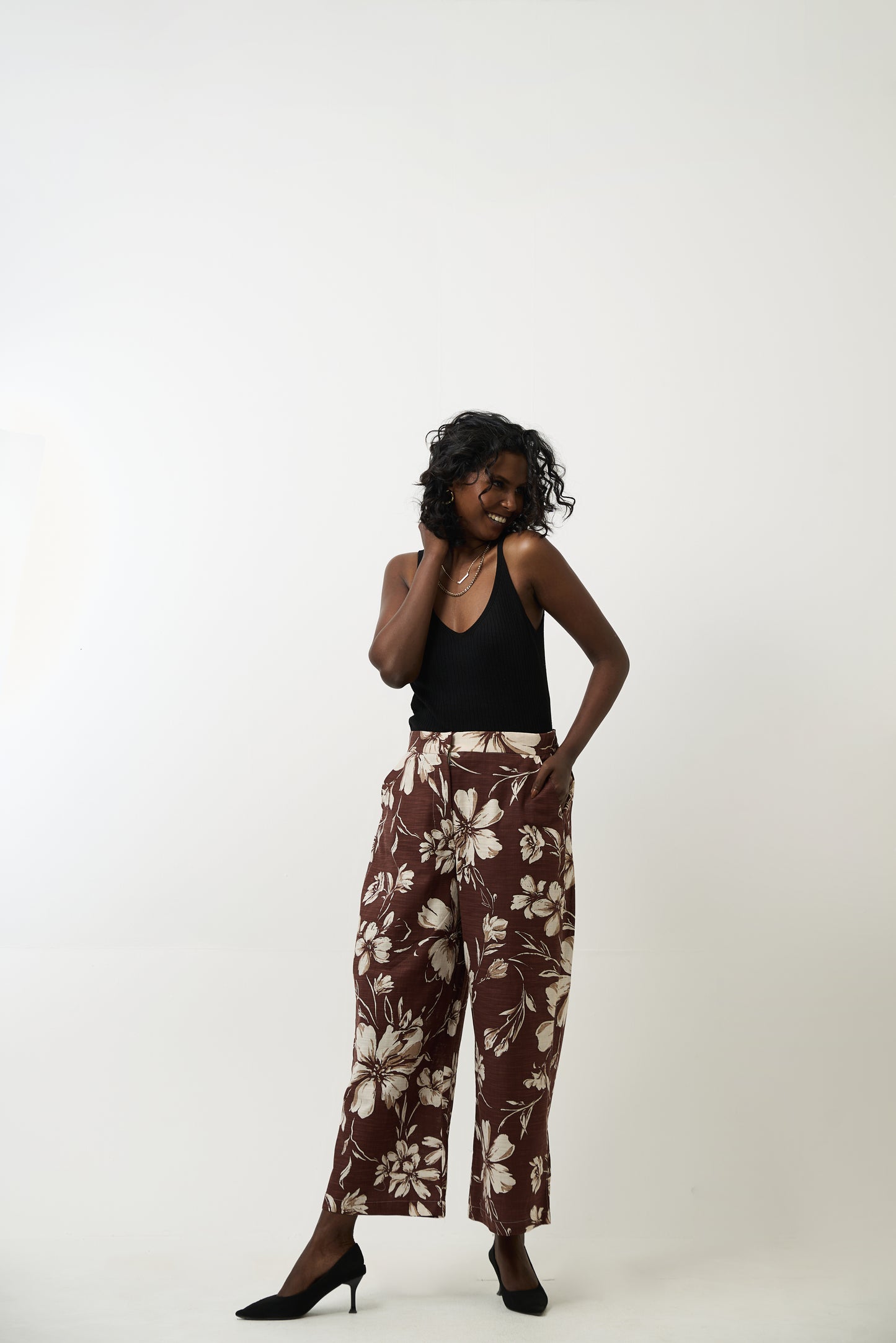 Dark Mocha Floral Pants