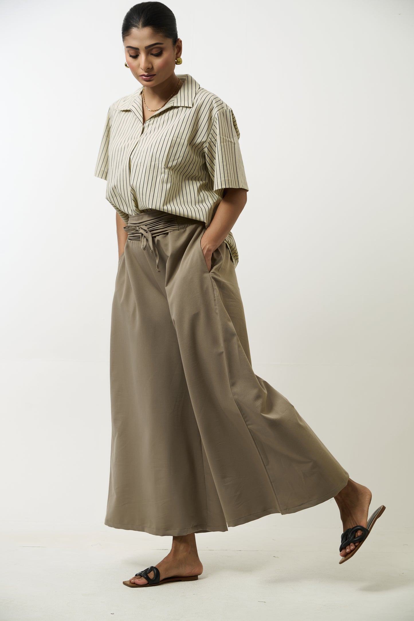 Sripped Shirt with Short Sleeve