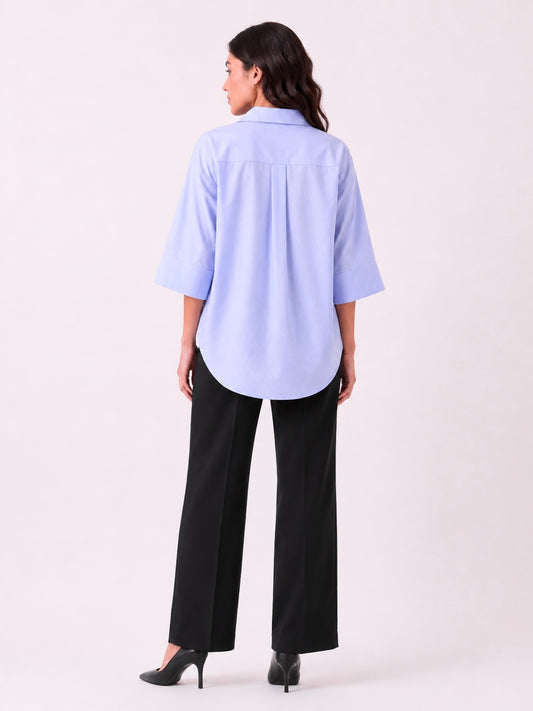 Powder blue v neck top