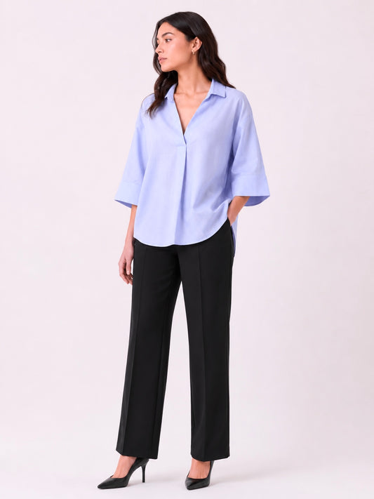 Powder blue v neck top