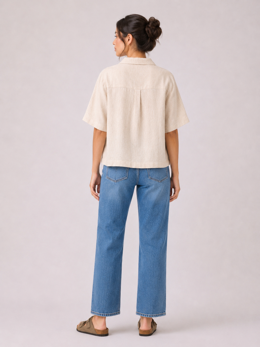 Beige shirt v neck