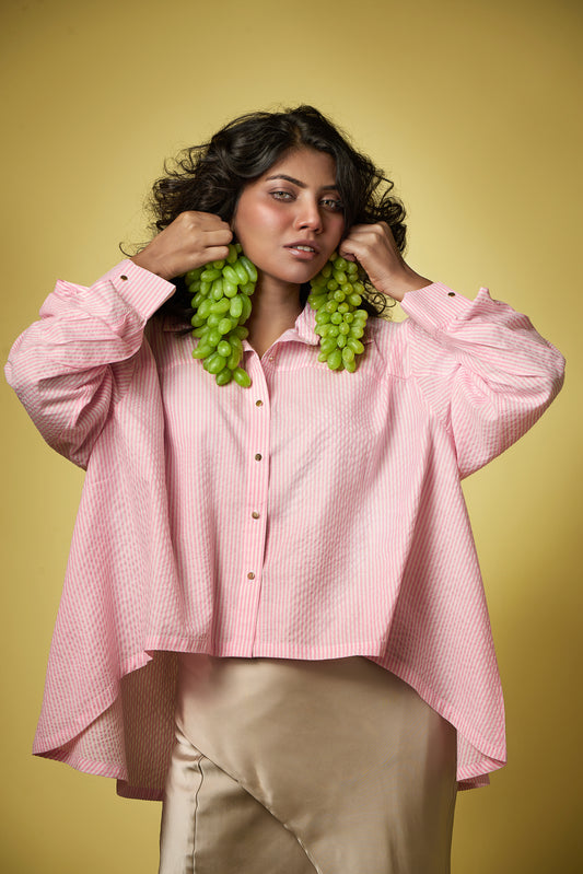 Pink Stripe Flaired Shirt