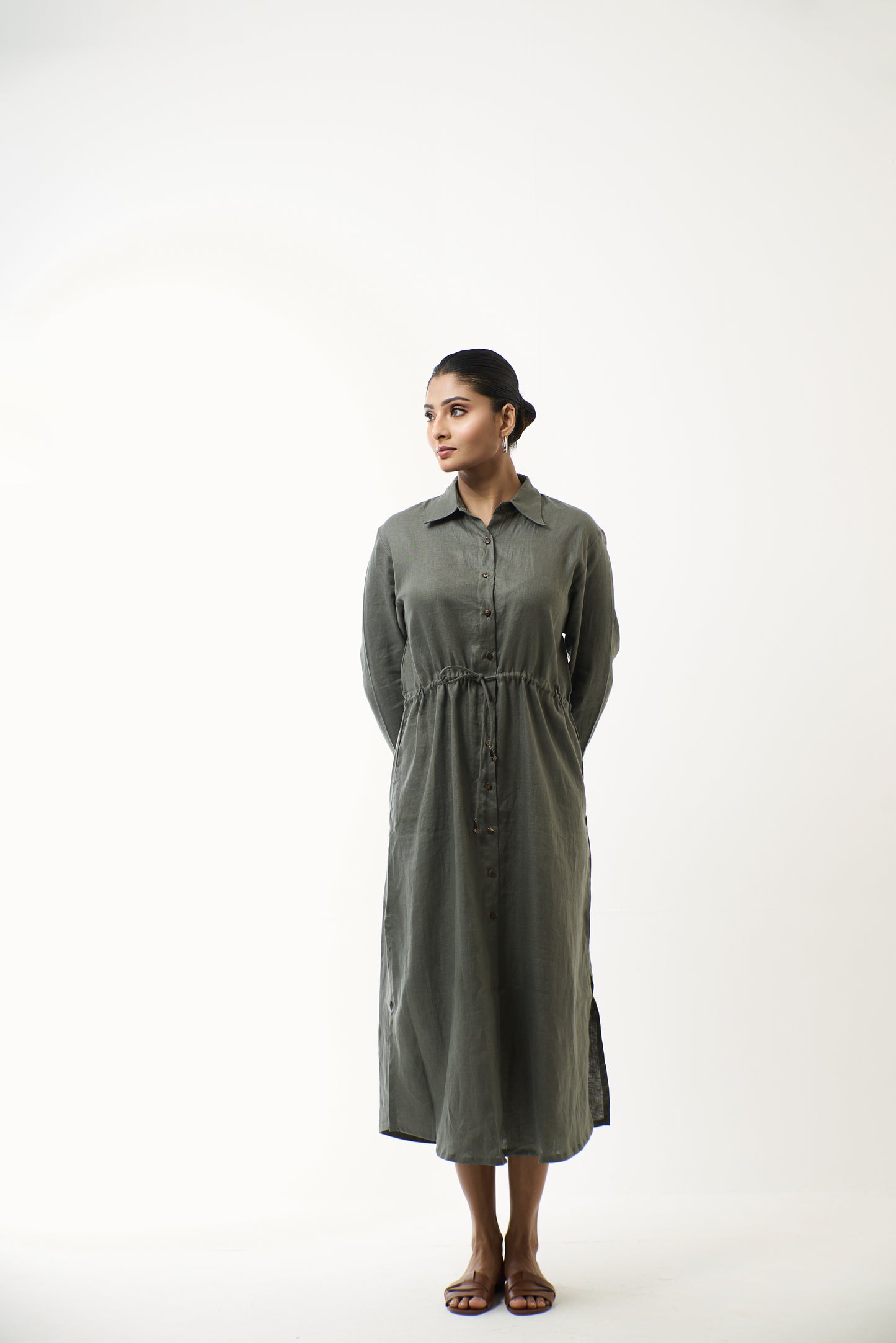 Ashy Sea Green With Slim Belt