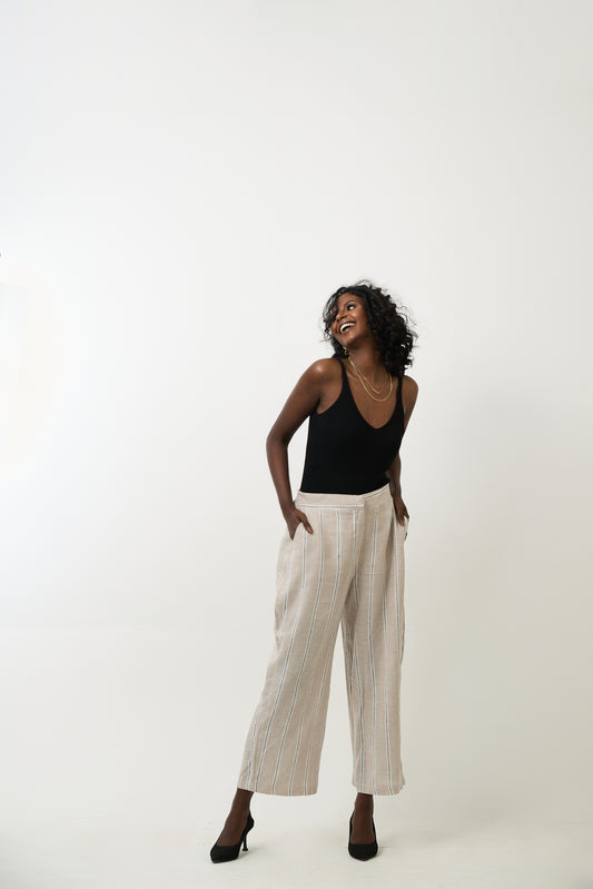 White - Navy Blue Stripped Pant
