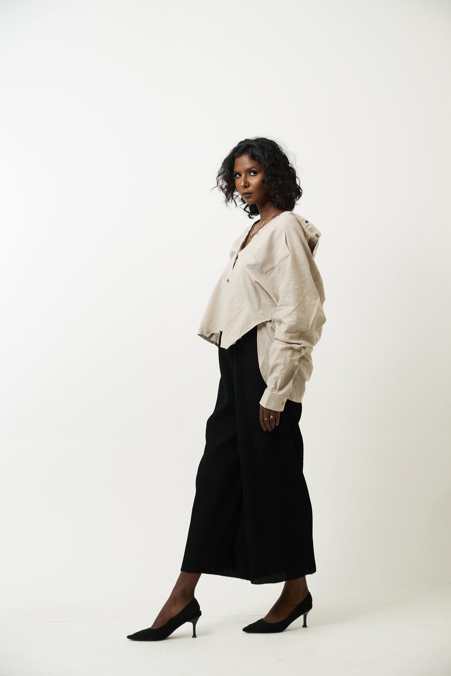 Beige Flaired Shirt