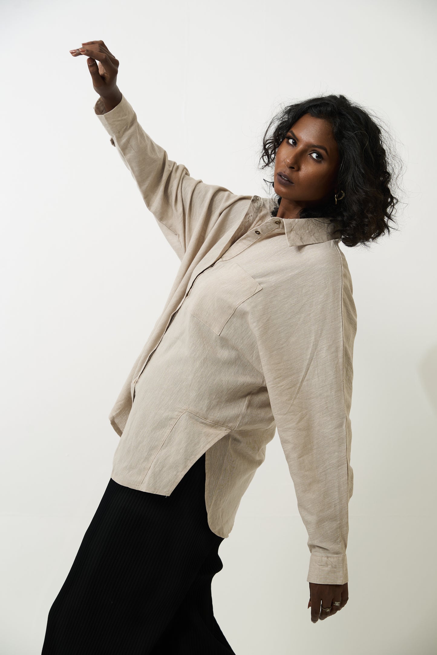 Beige Flaired Shirt