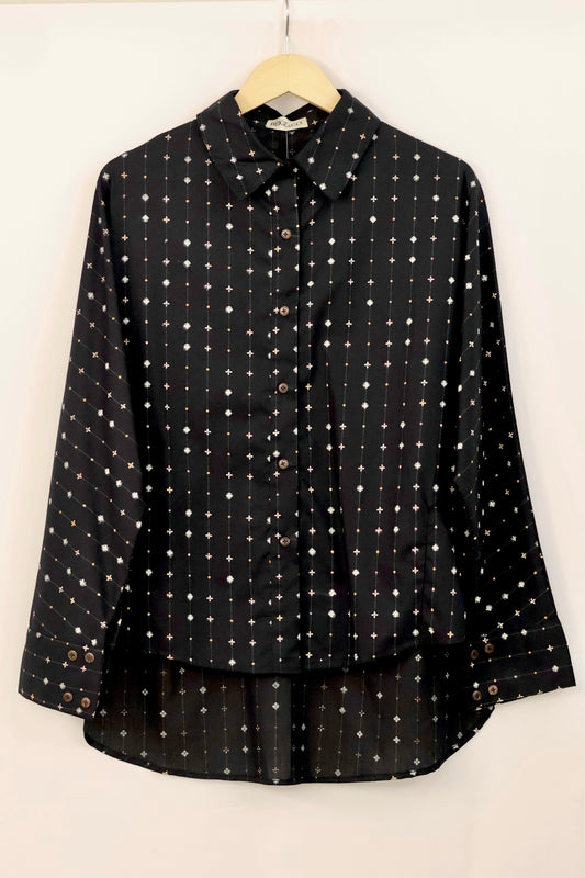 Black cotton printed shirt