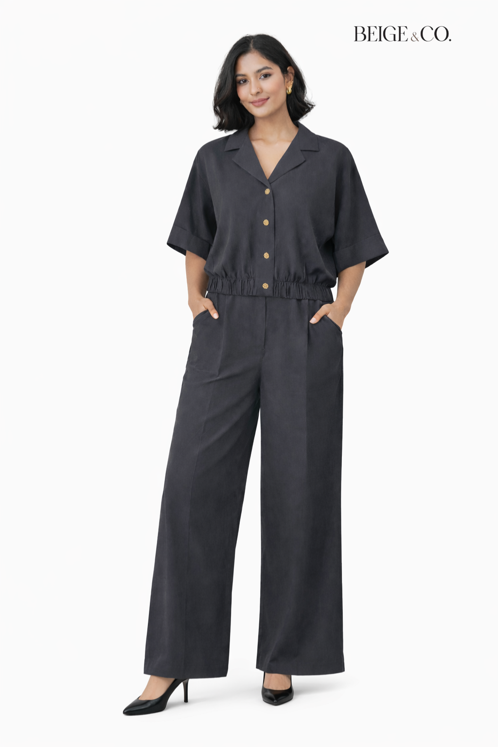 Notched suit Grey top