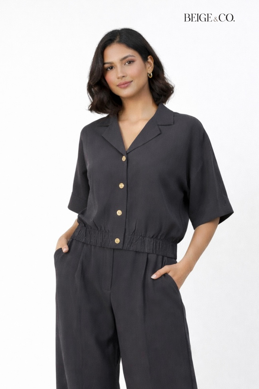 Notched suit Grey top