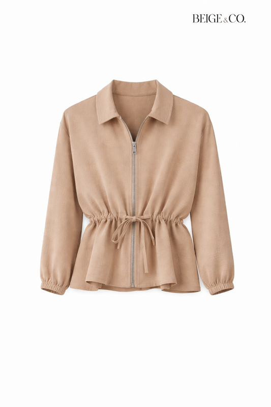 Beige pink Zipper Top